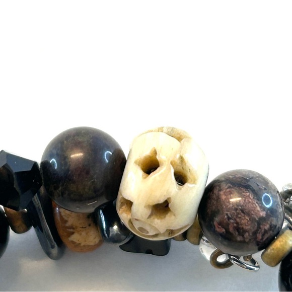 Bohemian Coil Bracelet Natural and Carved Beads - Picture 11 of 12